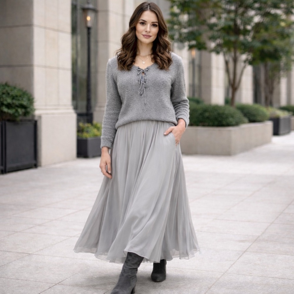 Ardene Gray V-Neck Sweater with Knitted Texture